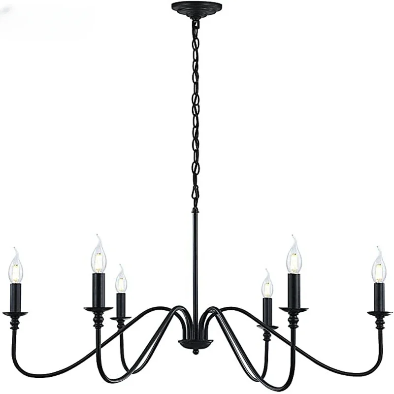 HGaneed Rustic Classic LED Iron Chandelier Hanging Light Fixture Pendant Lamp for Kitchen Living Dining Room Hotel Loft Bar Home