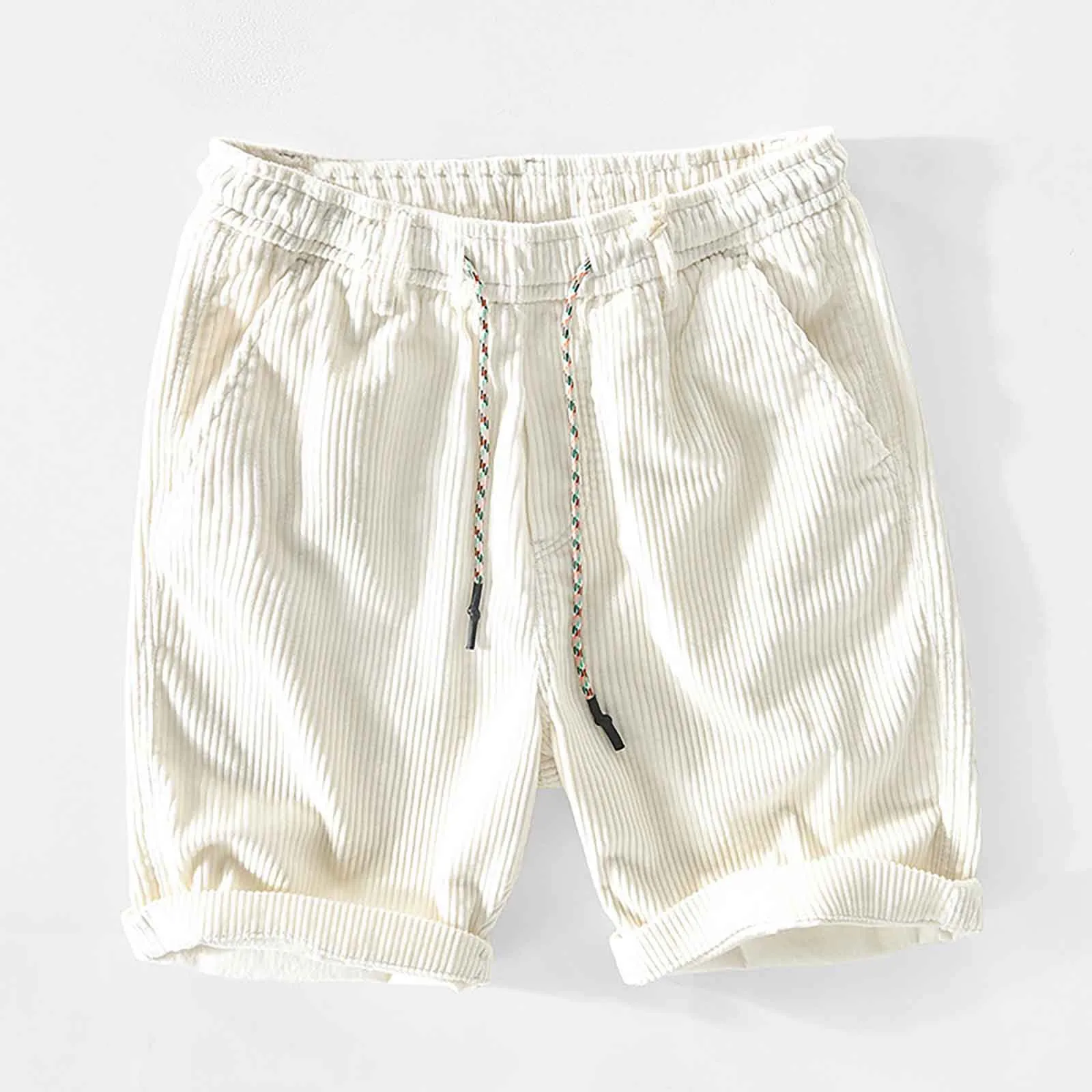 

American Outdoor Beach Running Cargo Shorts Mens Summer Loose Casual Corduroy Waist Drawstring Shorts Basketball Sports Shorts