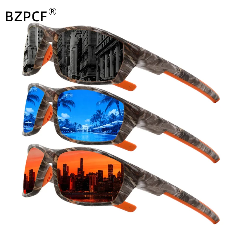 Sports polarized sunglasses men cross-border Europe and America outdoor square frame camouflage riding sunglasses