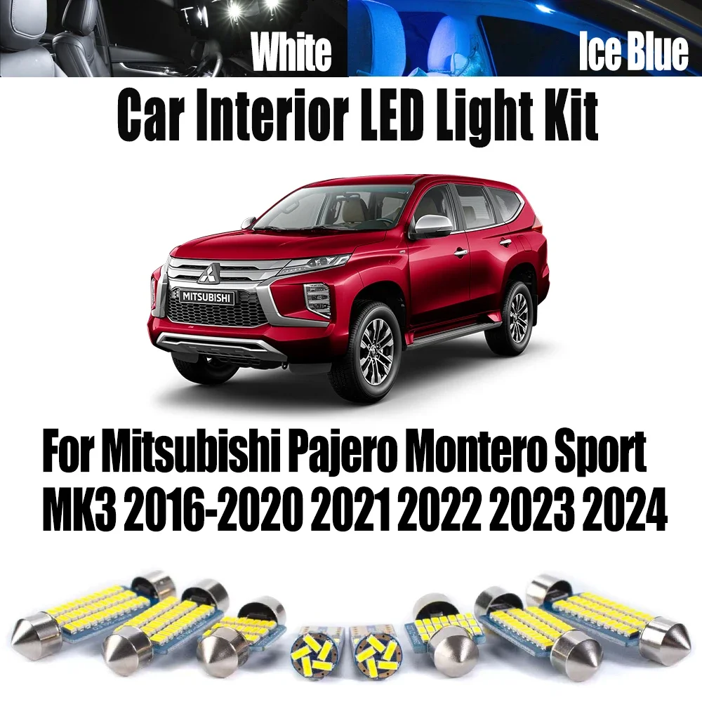 

17Pcs For Mitsubishi Pajero Montero Sport MK3 2016- 2021 2022 2023 2024 LED Interior Map Door Light Reading Dome Car Bulbs Kit