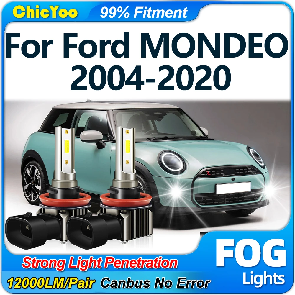 12000LM LED Fog Lights Bulbs 90W 3507 CSP Chips Fog Lamps 6000K White For Ford MONDEO 2004-2014 2015 2016 2017 2018 2019 2020