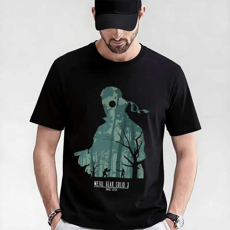 Metal Gear Solid MGS Game Gift T‑Shirt for Gamer 0315 Unisex Cotton Short Sleeve Tees Solid Snake Graphic Print Streetwear Tops