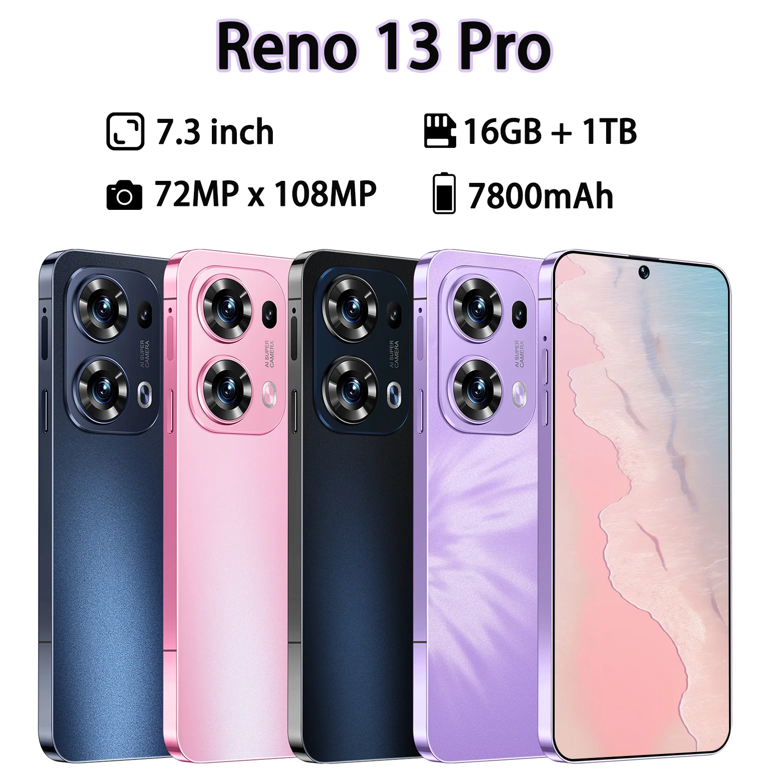

Protective Film For Reno13 Pro Original 16GB+1TB Global Edition 7800mAh Battery Smart 7.3inch HD Android 5G 108MP x 72MP