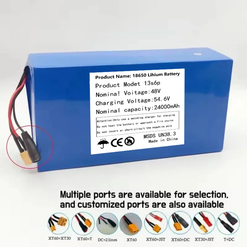13S6P 48 فولت 24 أمبير 18650 بطارية ليثيوم 1000 واط عالية الأداء 54.6 فولت متكاملة 50 أمبير BMS لبطارية احتياطية لأداة الطاقة الخارجية