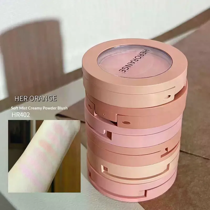 【HERORANJE】Langdurig waterdicht monochroom poederpalet Perzikoranje mist Zachte matte natuurlijke blos