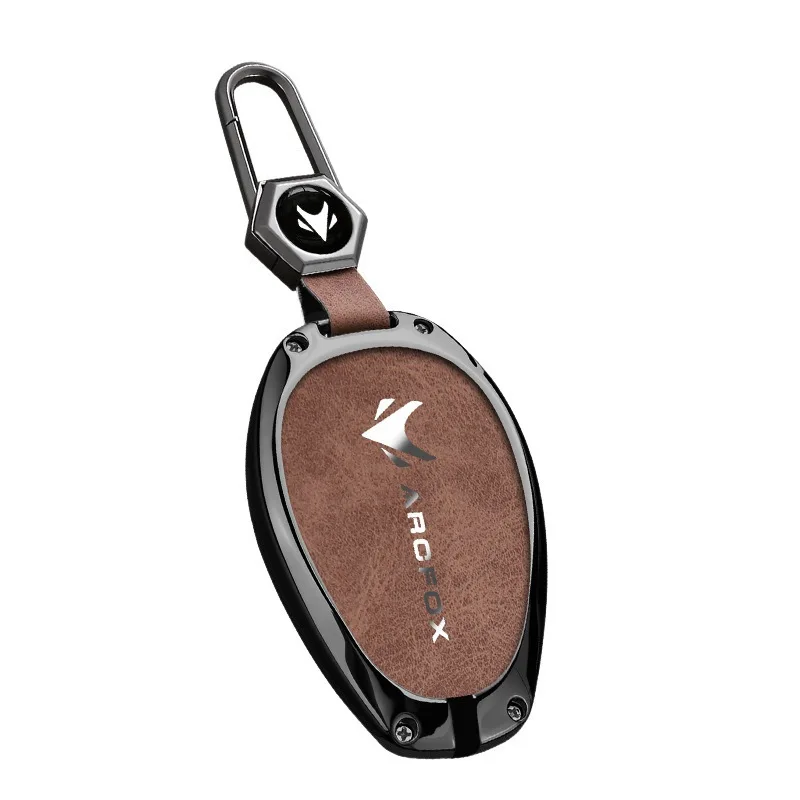 Car Key Case Cover for ARCFOX Kaola Alpha S5 Alpha T5, Zinc Alloy Key Fob Shell Protector with Keychain, 4-Button, Anti-Scratch