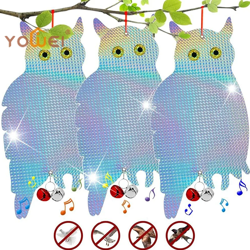 Latest Reflective Owl Fake Hawk, Plastic Hanging Reflective Bird Repeller, Outdoor And Garden Decorative Wind Chime