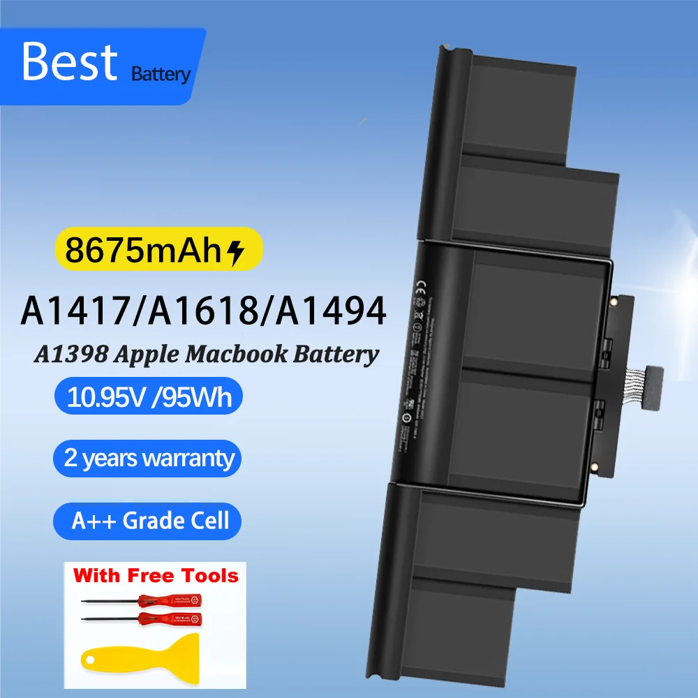 

A1618 A1494 A1417 Laptop Battery for Apple MacBook Pro 15" A1398 Retina 2012 2013 2014 2015 Year Free Tools