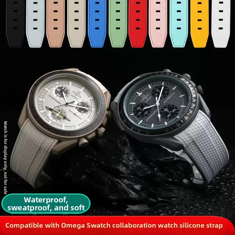 For Omega & Swatch Rolex 20mm Curver Watch Strap MoonSwatch Planet Snoopy Silicone WatchBand Wristband Rubber Unisex Bracelet