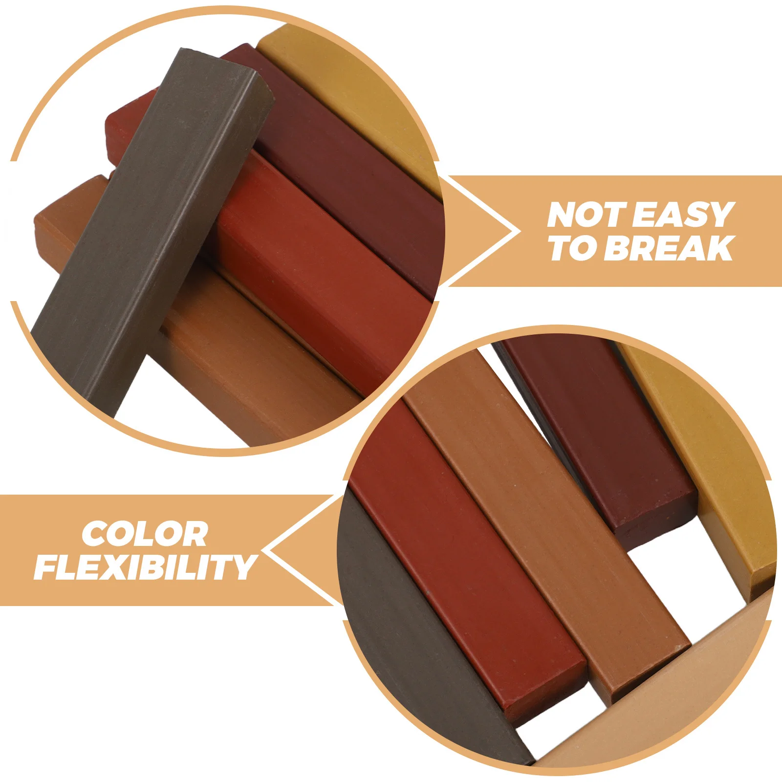 Kit de réparation de sol en bois, 8 pièces: bâtons de remplissage de cire pour meubles, réparation des rayures, des trous, fusion rapide de la chaleur, facile à utiliser