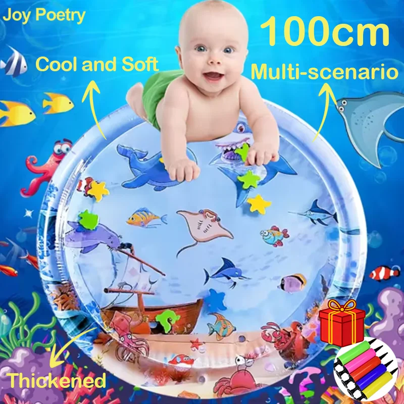 

65/100cm Circle Inflatable Baby Water Play Mat Infant Toddler Kid Tummy Time Water Pad Cushion Early Educate Develop Activity