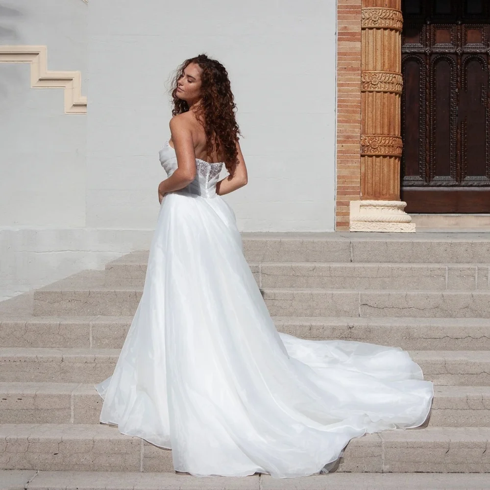 Robes De mariée élégantes en Tulle, ligne a, perles, col en cœur, Illusion, nouvelle Robe De Mariée