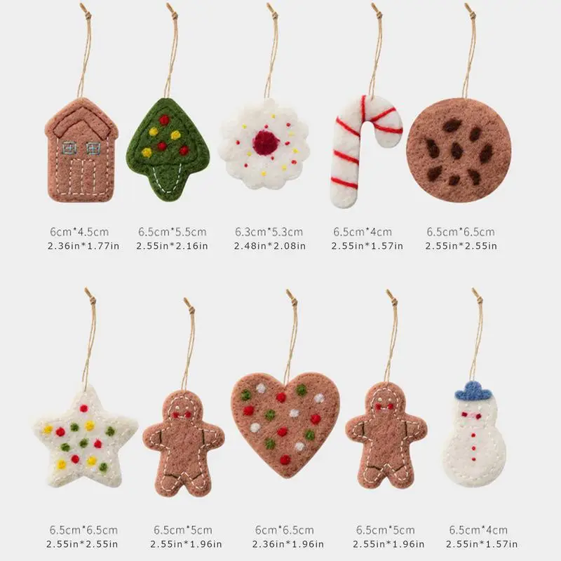 Gingerbread Man Christmas Tree Ornaments Felt 10X Different Gingerbread Ornaments Gingerbread Christmas Decor Gingerbread Man