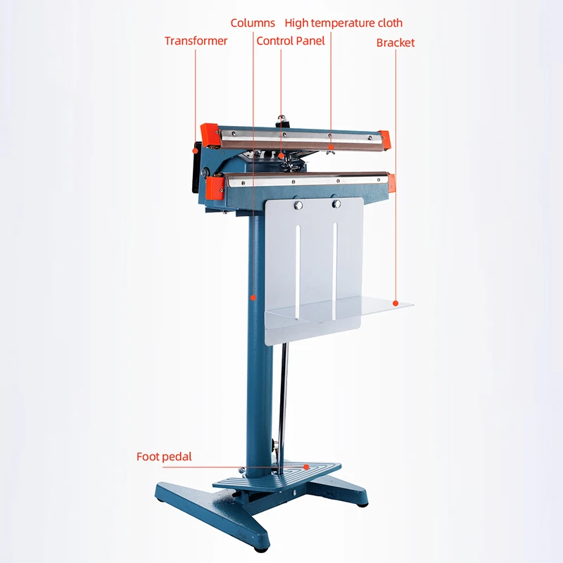 Manufacturer Continuous Heat Band Seal Manual Bag Grain Coffee Pouch Portable Vertical Single Side Foot Pedal Sealing Machine