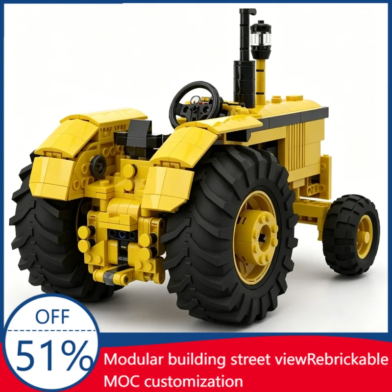 

NEW 806PCS MOC Yellow Farm Tractor Industrial Vehicle Model Custom Building Blocks DIY Educational Assembly Toy For Display Gift