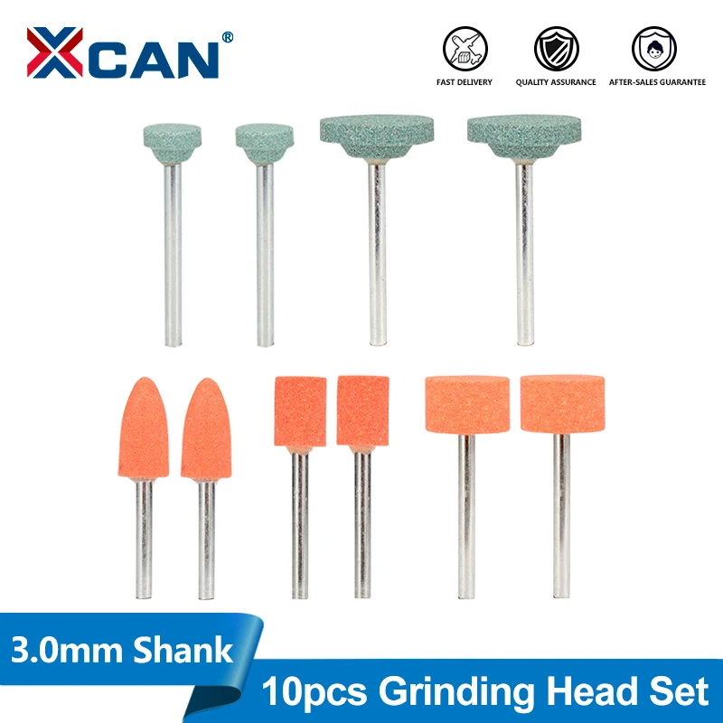 

XCAN 10pcs Abrasive Polishing Mounted Stone 3mm Shank Grinding Stone Wheel Head For Dremel Rotary Tools Accessories
