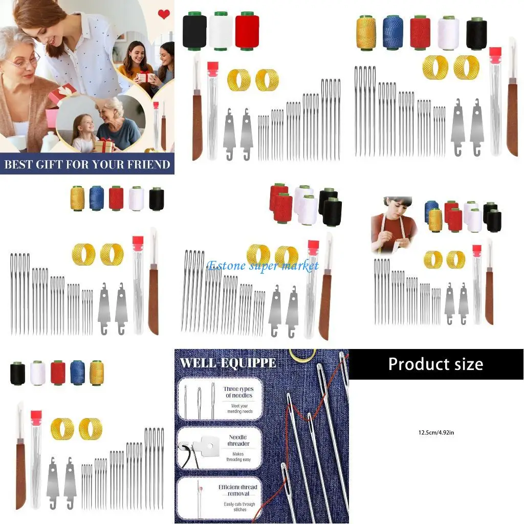 d'aiguilles à coudre résistantes à rouille 090B, pour toile jean divers projets artisanaux, outil d'enfilage à