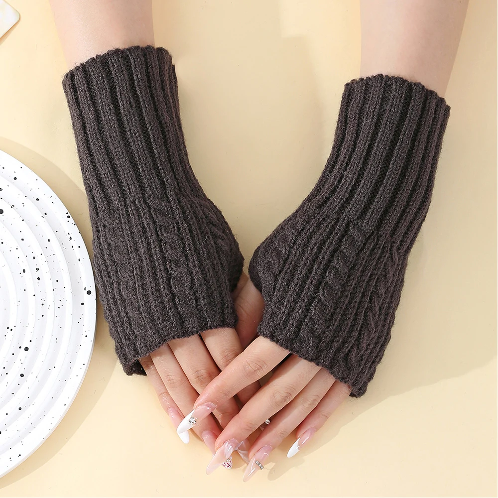 Short Fingerless Gloves Women's Mitten Winter Warmer Knitted Arm Sleeve Fine Casual Soft Girl's Goth Clothes Punk Gothic Gloves