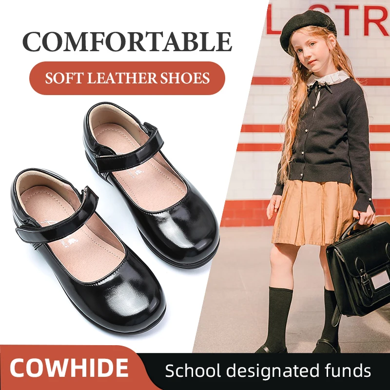 

Girls' Black Genuine Leather Princess Shoes Single Shoes Dance Shoes Performance Shoes for Primary and Secondary School Students