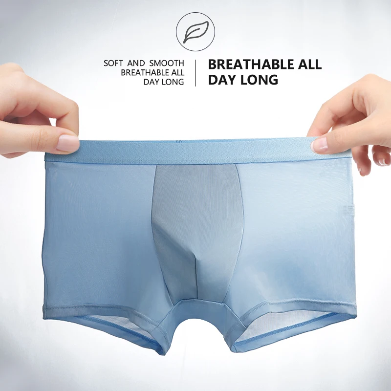 1pcs Men\'s Briefs Flat angle Underwear Men\'s Pantie Breathable Large Size Male Underpant Ice Silk Smooth Cool Underwares