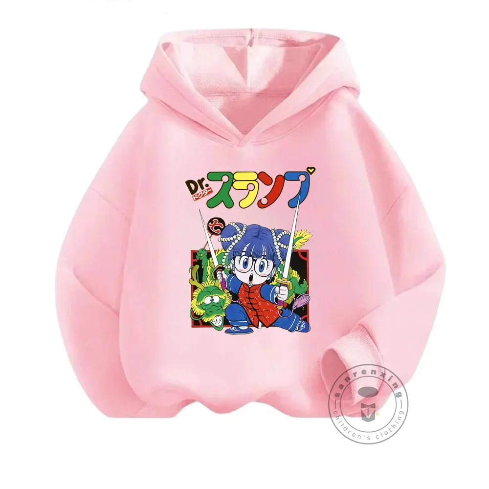 New Fall 2024 Anime Dr.Slump Arale Angel Wings Cute Cartoon Kids Hoodies Baby Boys Girls Sweatshirts Children Pullover Clothes