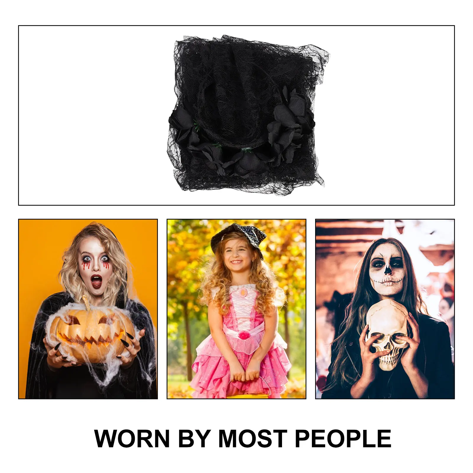 

Halloween Headband Rose Floral Long Veil Hair Hoops Party Cosplay Hair Clasp Day of The Dead Supplies Fake Rose Headband