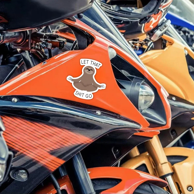 1 шт., наклейка Let That Shit Go, медитирующий ленивец, наклейки для мотоцикла, водостойкий обтекатель мотоцикла, топливный бак, виниловые наклейки «сделай сам»