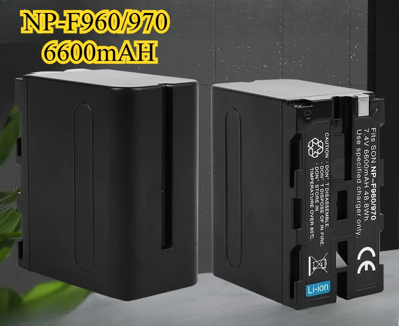

6600 мАч NP-F960/970 подходит для фотокамер, светодиодные заполняющие огни, мониторы, направляющие для передачи изображения, литиевые батареи
