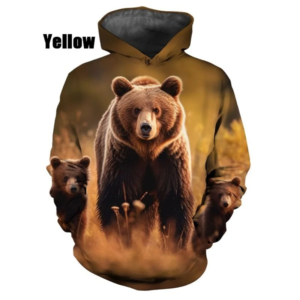 

Personality 3D Bear Sweatshirts Men Women Hoodie Casual Long Sleeve Pullover Print Harajuku Streetwear Hoodies