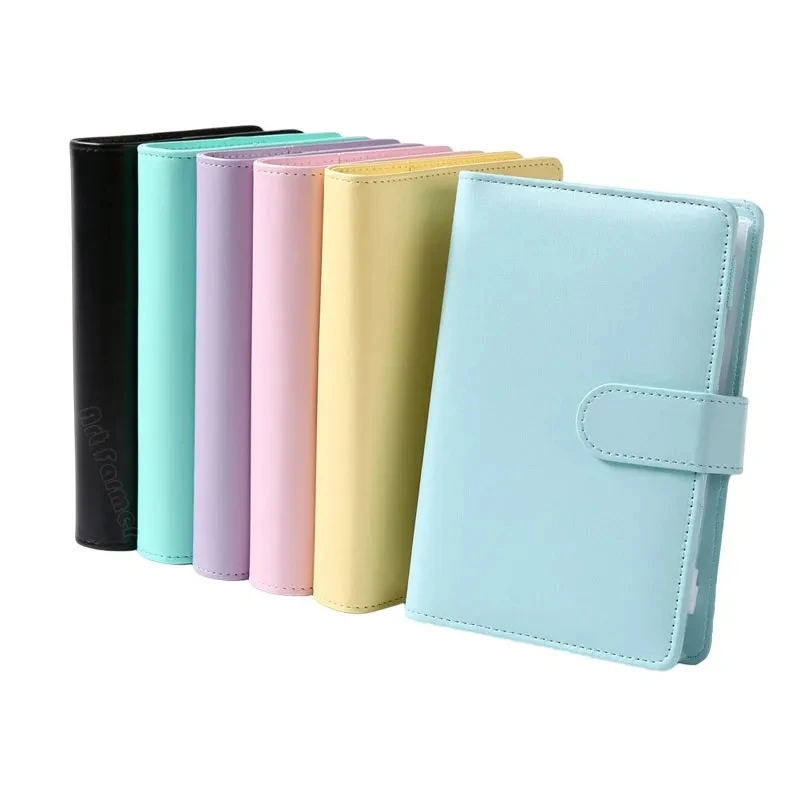 Binder Notebook A6 2024 Planner Cash Envelope Savings Money 6 Holes Binder Macaron 6 Ring Binder PU Clip-on Notebook Leather