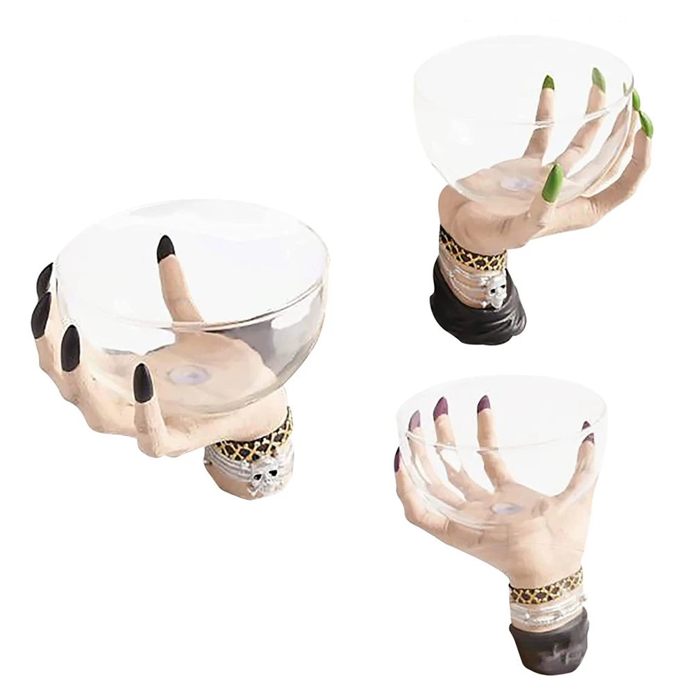 Halloween Candle Holders Decor Skeleton Hand Candle Holder Witch Hand Candlestick Holder Snack Bowl Stand (Combination)