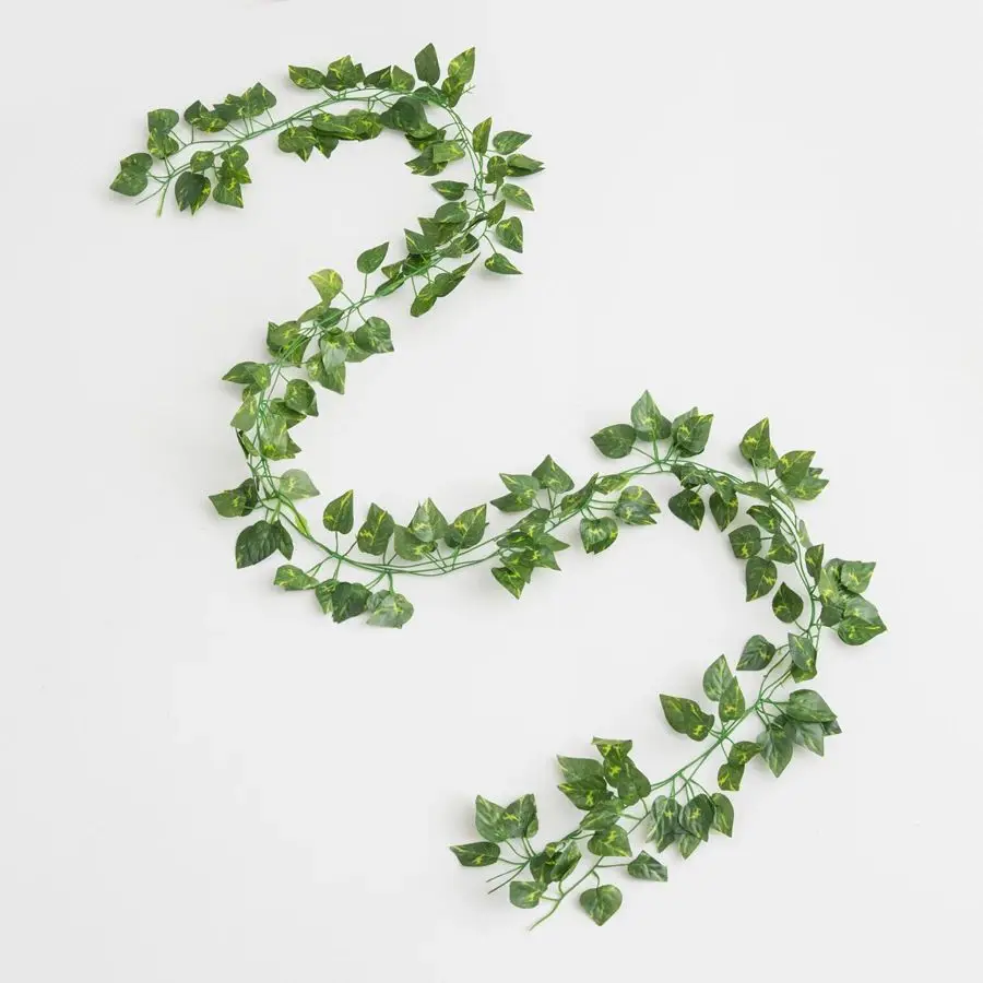 210 cm künstliche hängende Weihnachtsgirlande, Pflanzen, Weinblätter, grüne Seide, für den Außenbereich, Zuhause, Hochzeit, Party, Badezimmer, Gartendekoration