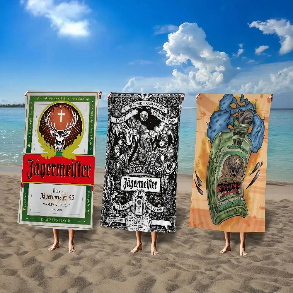 Toalla de Playa Clásica con Diseño de Jagermeister, Toallas de Baño Coloridas para Chicas, Microfibra, Antiarena, para Playa, Yoga, Spa, Gimnasio, Piscina