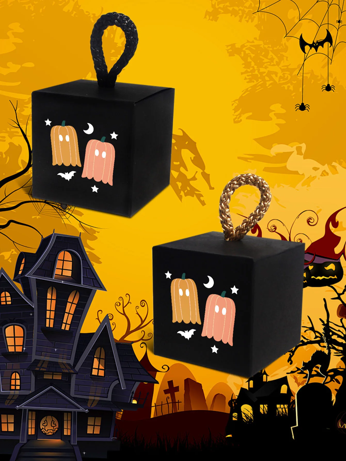 10/20pcs Halloween candy box square box, pumpkin ghost filled biscuit candy, the first choice for decorating Halloween