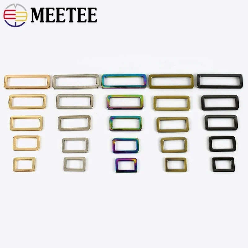 10Pcs 20-50mm Metal Square Ring Buckle Adjustable Webbing Connector Clasp Shoes Decoration Carabiner Hardware Sewing Accessories