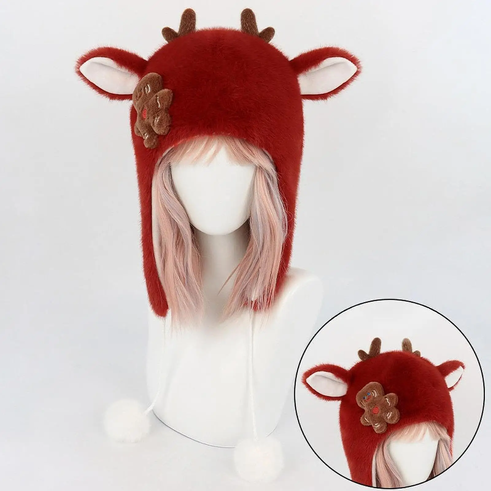 Warm Christmas Hat for Women Stage Performance Cosplay Accessory Red Plush Xmas Holiday Party Decoration Photo Prop New Year