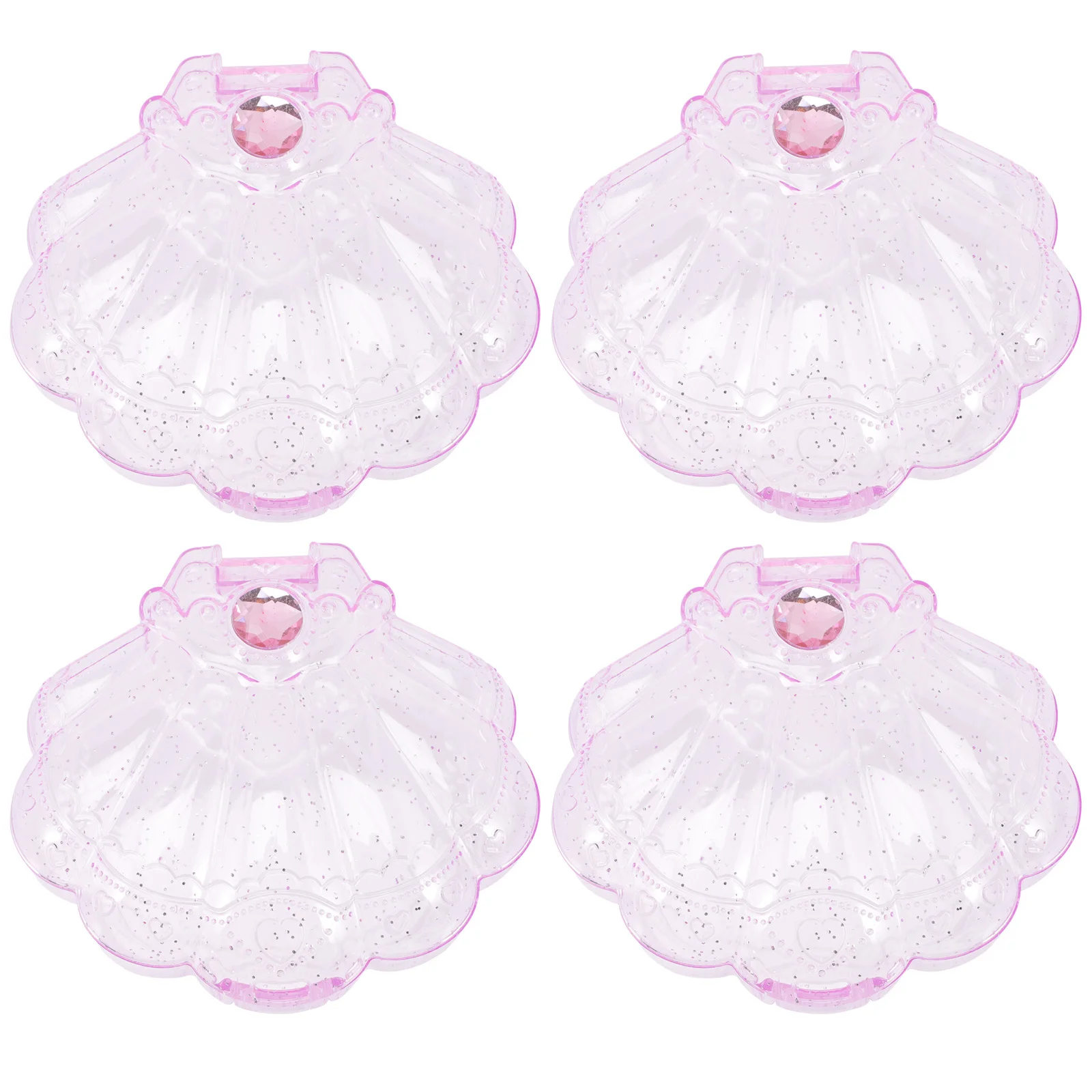 4 قطع من صندوق المجوهرات الشفاف على شكل صدفة، حاوية تخزين ذاتية الصنع للحلويات والحلوى والشوكولاتة والعناصر الصغيرة وتغليف الهدايا #5