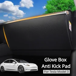 Glove Box Anti Kick Pad for Tesla Model 3 Leather Carbon Fiber Side Edge Durable Film Protector Sticker Car Interior Accessories