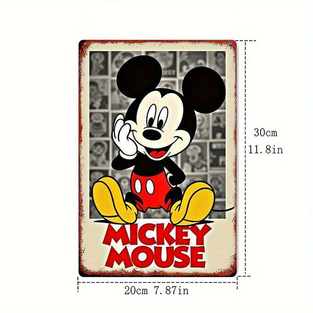 قطعة واحدة من لافتة ديزني المعدنية العتيقة - لوحة فنية جدارية كرتونية ميكي ماوس، 20.32 × 30.48 سم ديكور حديدي ريفي للمنزل، البار، المرآب، النادي، الدقة #2