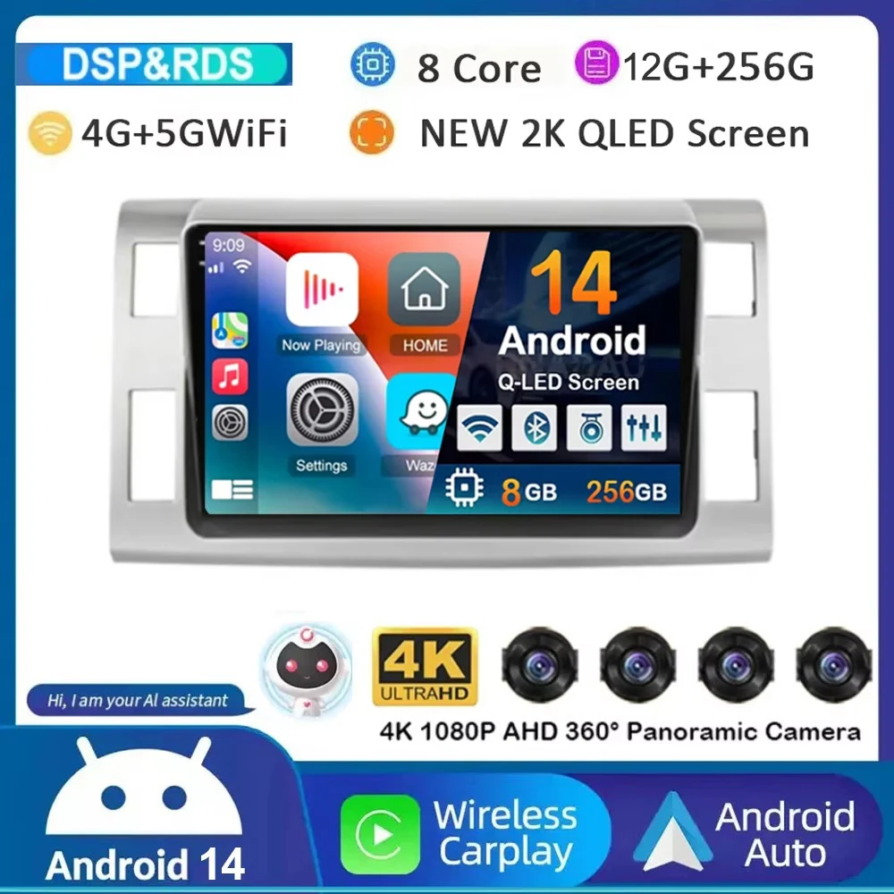 

Android 14 Auto Carplay Car Radio For Toyota Previa 3 III XR50 Estima 2006-2019 Multimedia Navi GPS Player Stereo Head Unit DSP