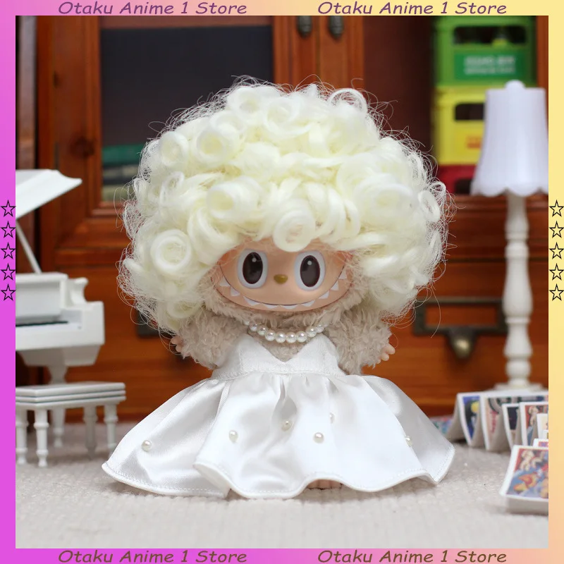 حار Labubu 3.0 الملابس مارلين مونرو فستان أبيض كلاسيكي مع شعر مستعار مجموعة صغيرة أفخم دمية الملابس موضة إكسسوارات دمي هدية