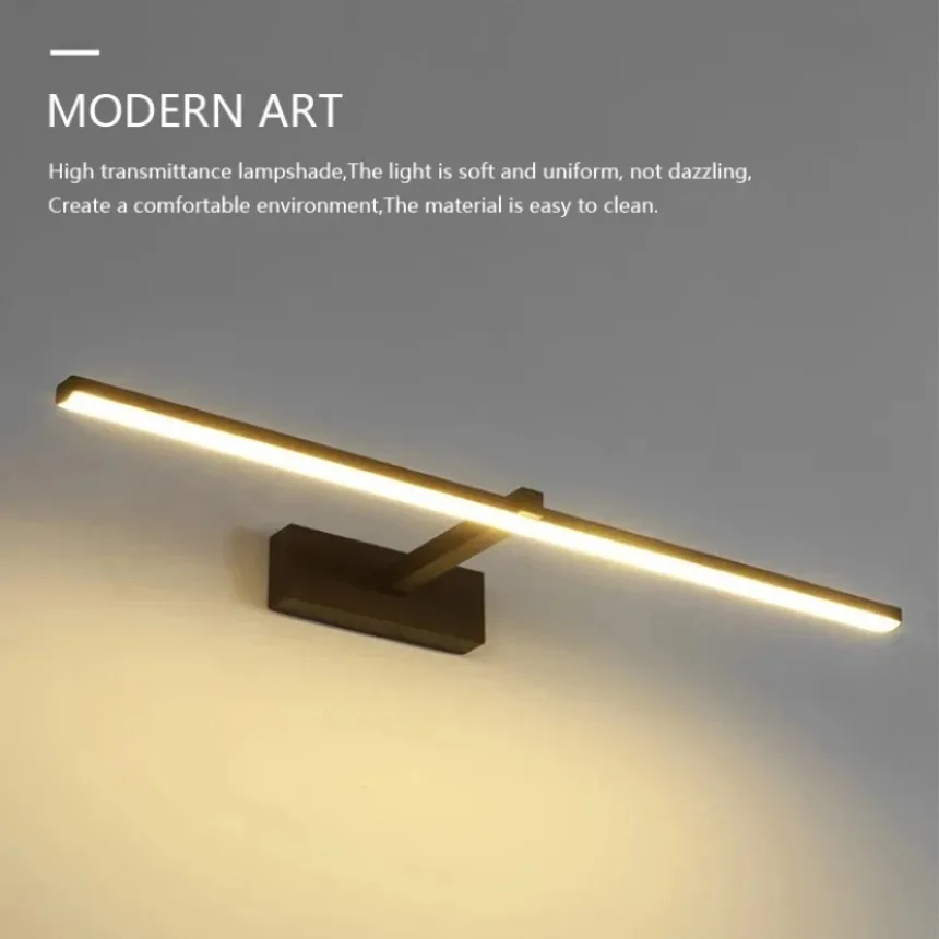 Modern LED Wall Lamp Minimalist Bathroom Hardware Wall Lamp Aluminum Alloy LED Bathroom Dressing Mirror Line Light Black/White