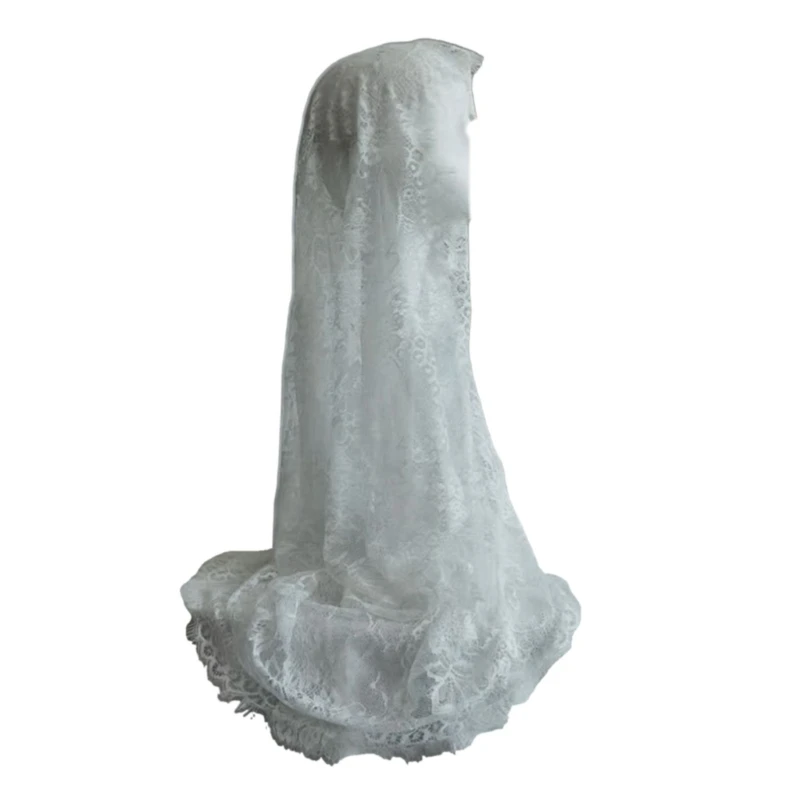 E15E Mạng che mặt đám cưới bằng ren độc đáo LuxurIious Tulle Cathedral Bridal Veils Lady Veil Head Phụ kiện cho trang phục thanh