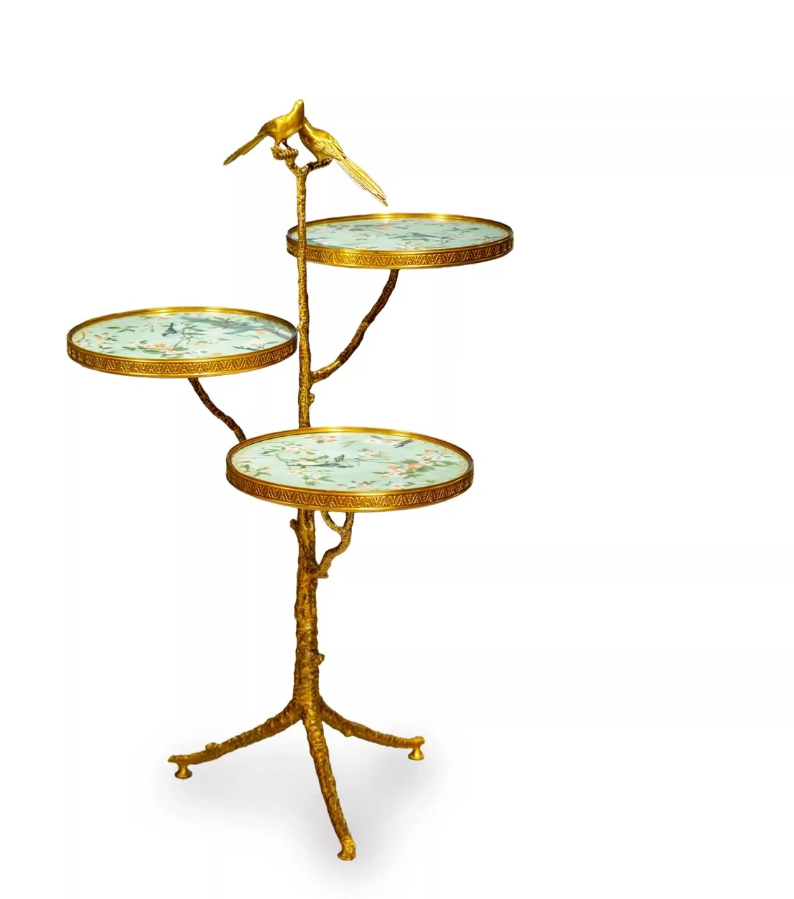 

European flower and bird small coffee table, living room sofa side table, light luxury, high-end sense, movable