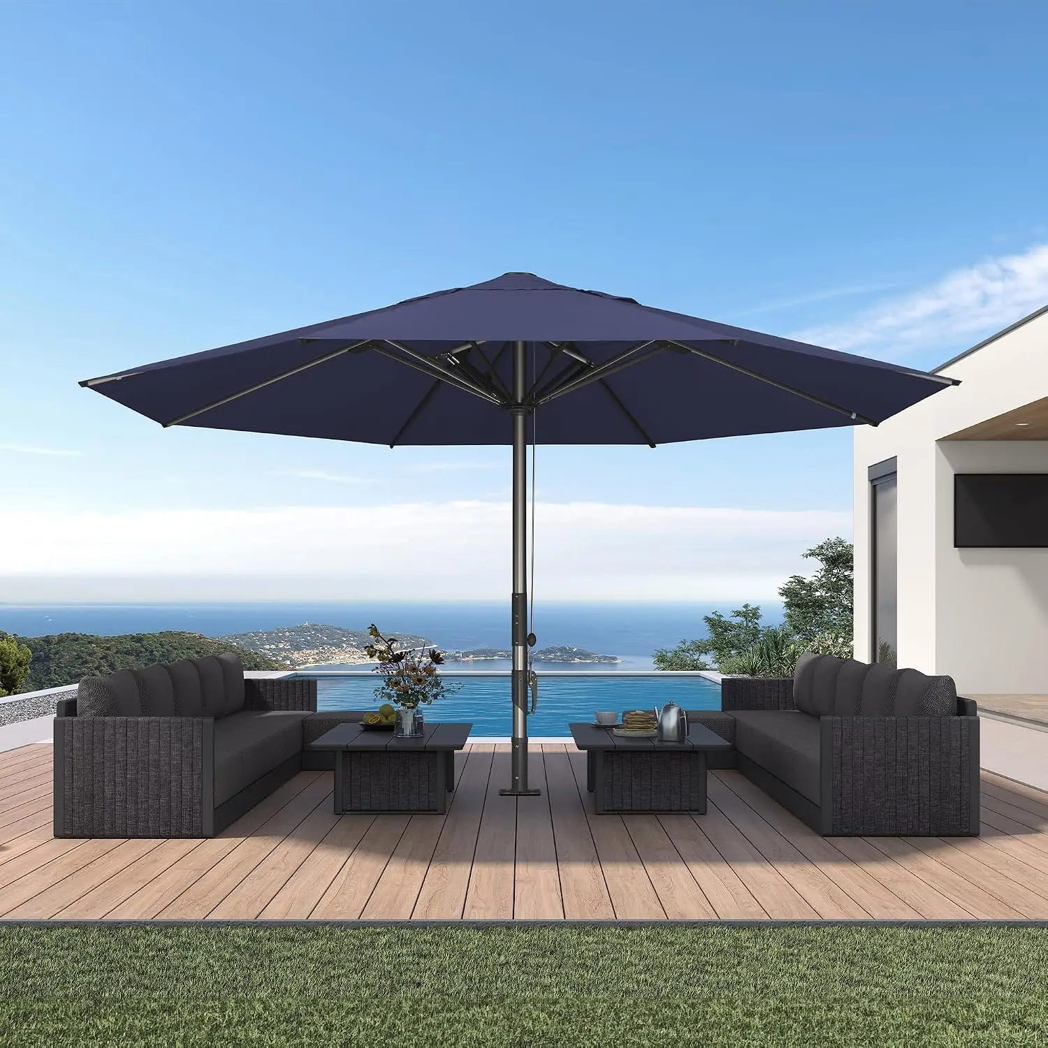 Oversized Market Umbrella 16 FT Semi Auto Lift Outdoor Patio Commercial, Customized