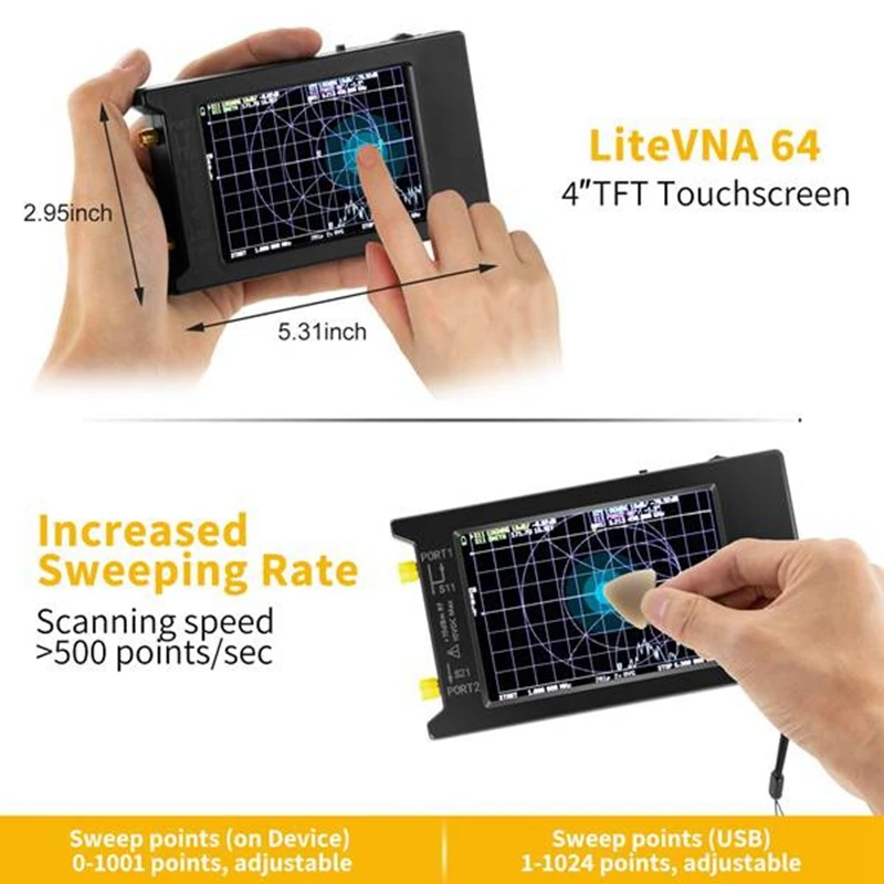 50Khz-6.3Ghz Network Analyzer Litevna-64 4-Inch Touch Screen HF VHF UHF Antenna Analyzer Shortwave Analysis,Update Of Nano VNA