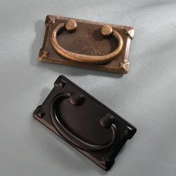 New Chinese square strip antique furniture hardware drawer classical ring zinc alloy handle