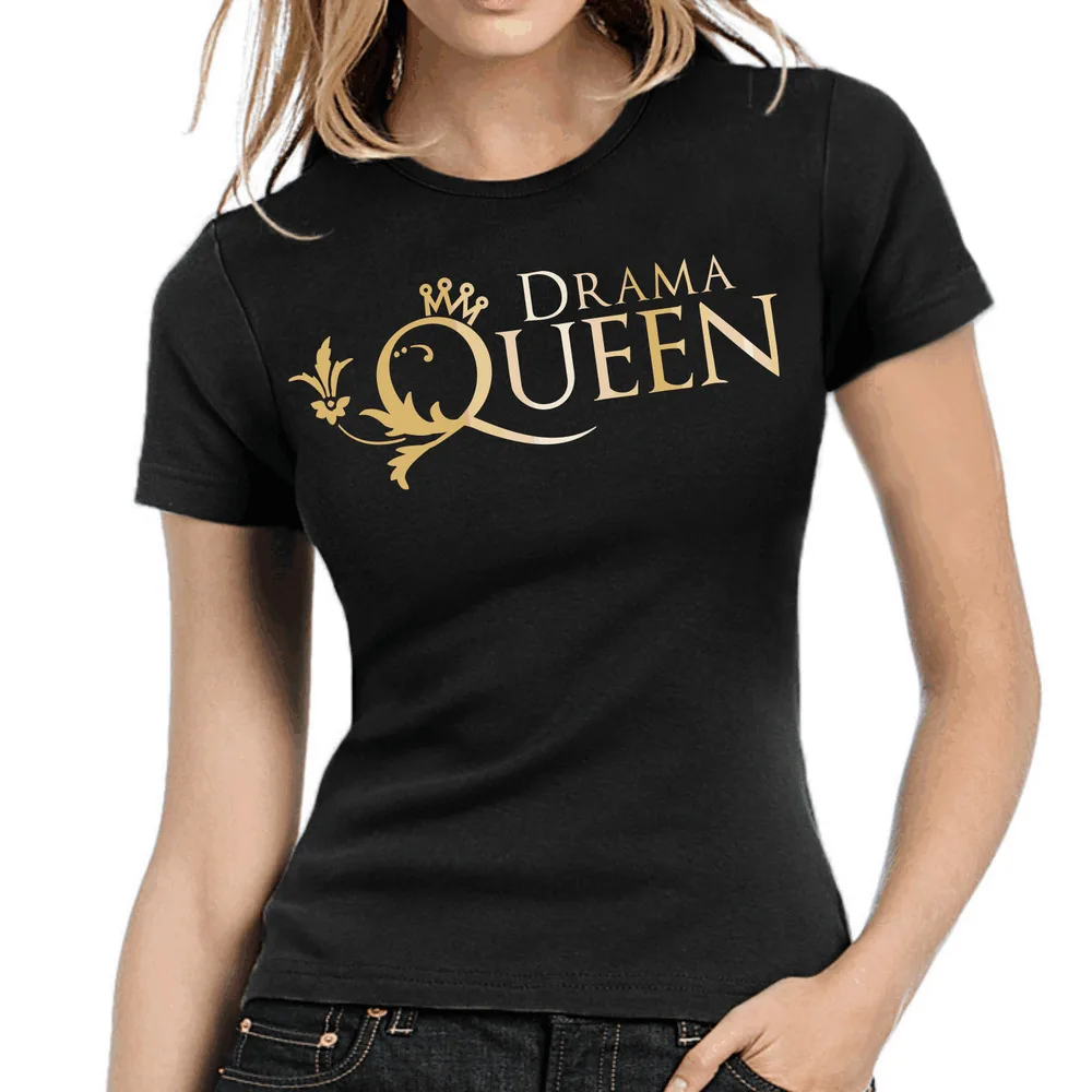 Drama Queen Style Fun Crown Patter Fun Comedy Ladies Lady Girlie For Men Clothing Women Short Sleeve Tees Vintage