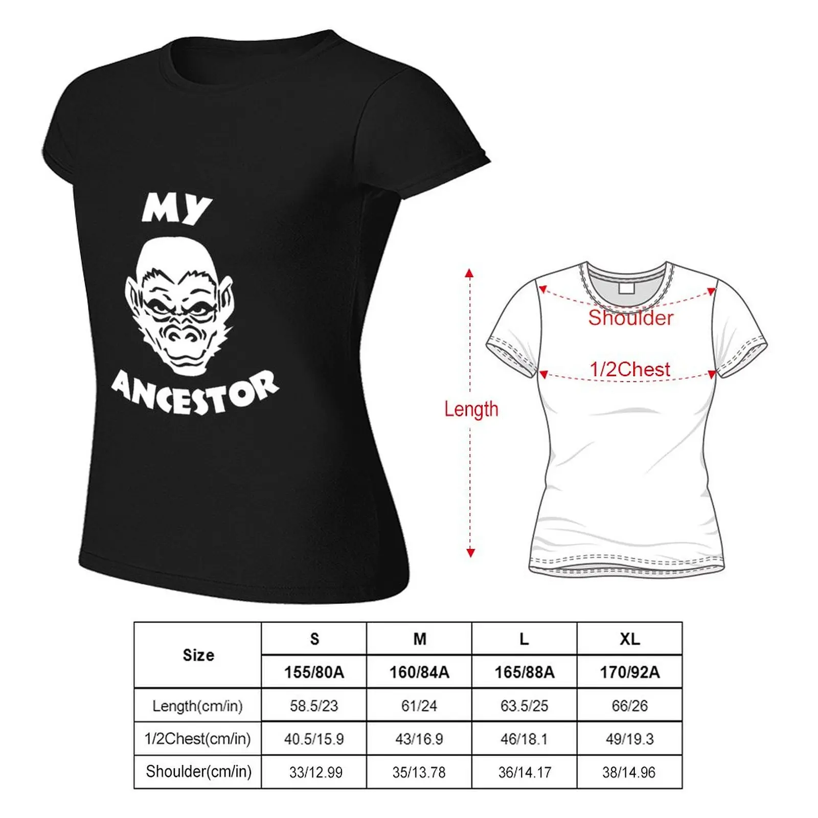 My Ancestor T-Shirt słodkie ubrania zwierzęcy nadruk czarne obcisłe koszule dla kobiet