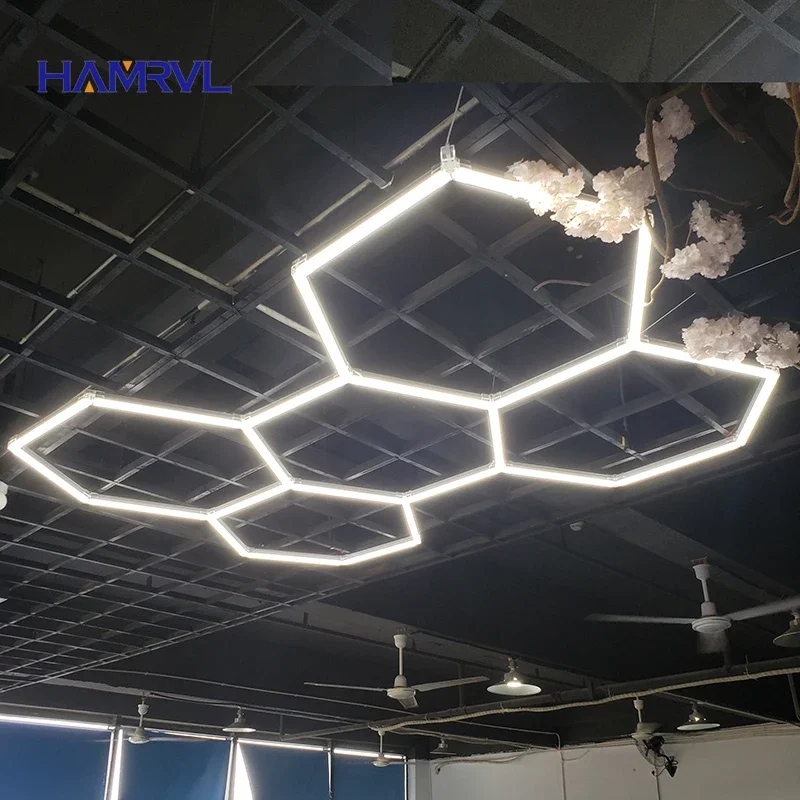 Garage hexagonal honeycomb LED warm white 3000k/4000k/6500k basement internet cafe shopping mall game hall customized lighting